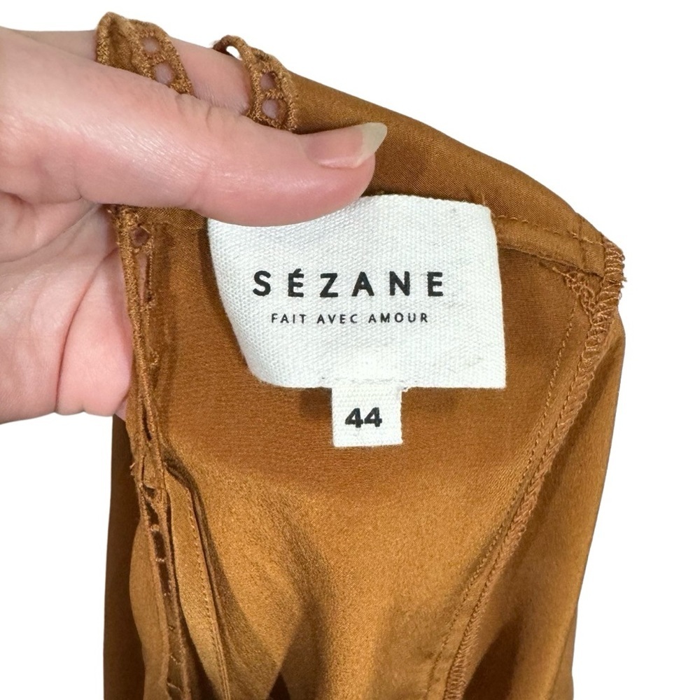 Sezane Annabella 100% Silk Openwork Scalloped Shift Dress Sz:44/US12 PLEASE READ - Picture 9 of 11